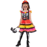 Smiffys girls Day of the Dead fiesta costume dress rose headband (British brand)