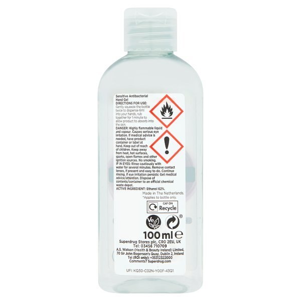 Superdrug Sensitive Antibacterial Hand Sanitizer Gel 100ml GOODS Superdrug