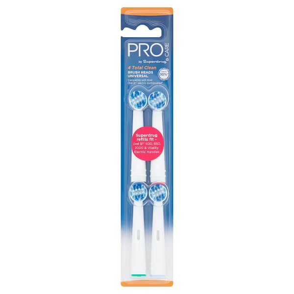 Superdrug ProCare Total Clean toothbrush heads 4 pack (British brand)