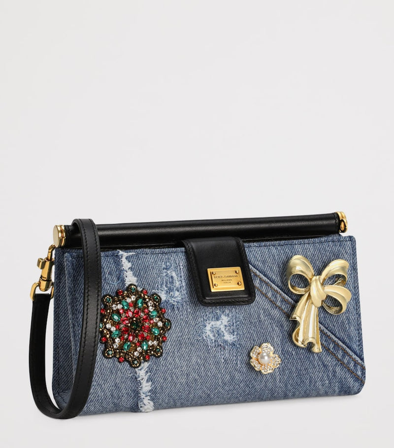 Dolce&Gabbana mini bag denim embellished H11.5cm x W18cm x D4.5cm - British product