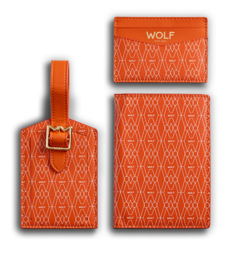 WOLF Signature passport holder card holder and luggage tag set (British brand)