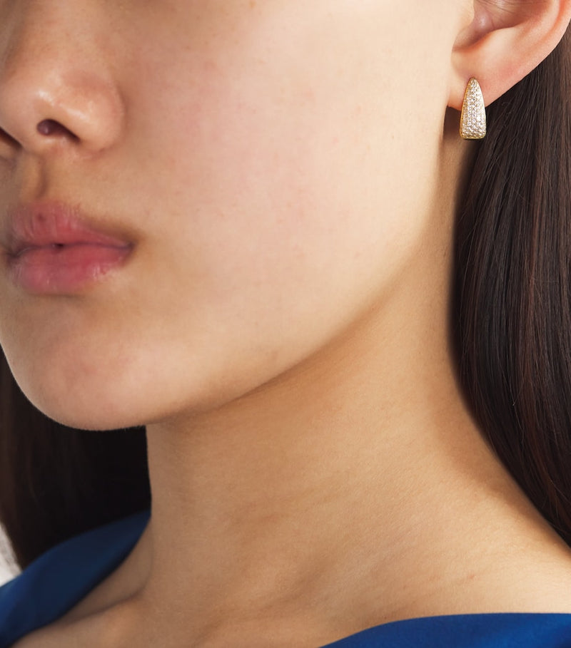 Jennifer Meyer mini diamond teardrop huggie earrings yellow gold (British brand)