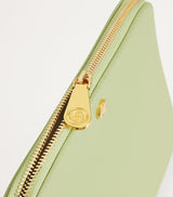 Large Leather Cosmetics Bag with Zip and Gold Hardware