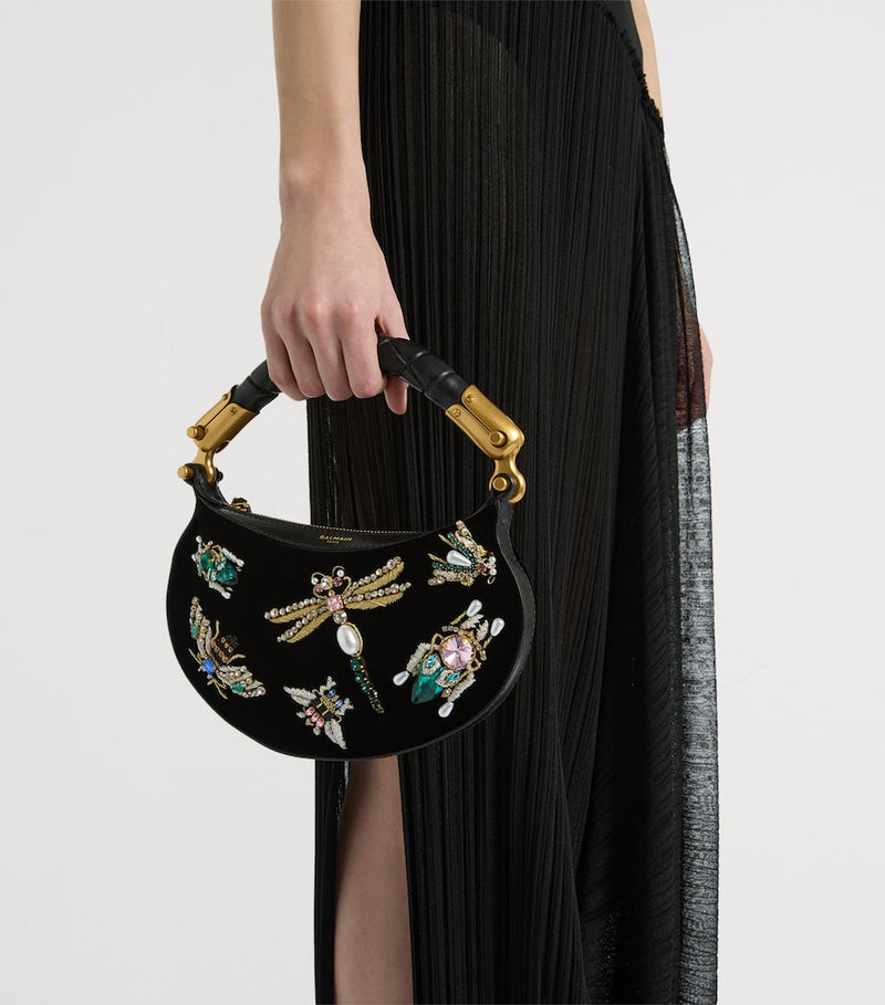 Balmain Mini Velvet Ebene top-handle bag - British product