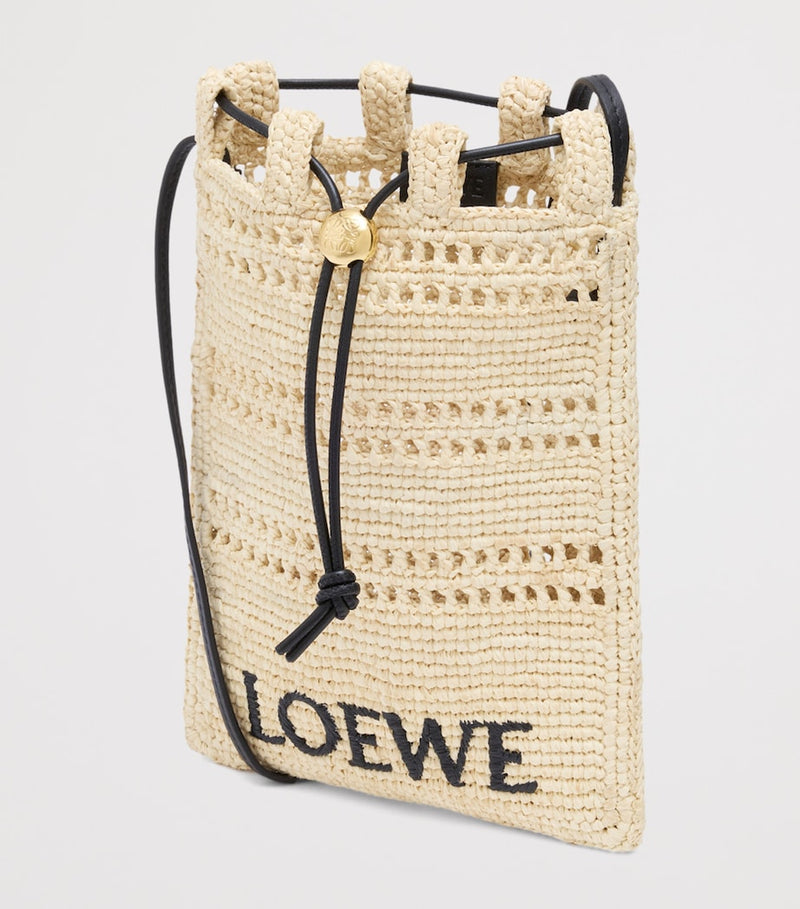 LOEWE raffia drawstring pocket bag, imported from the UK