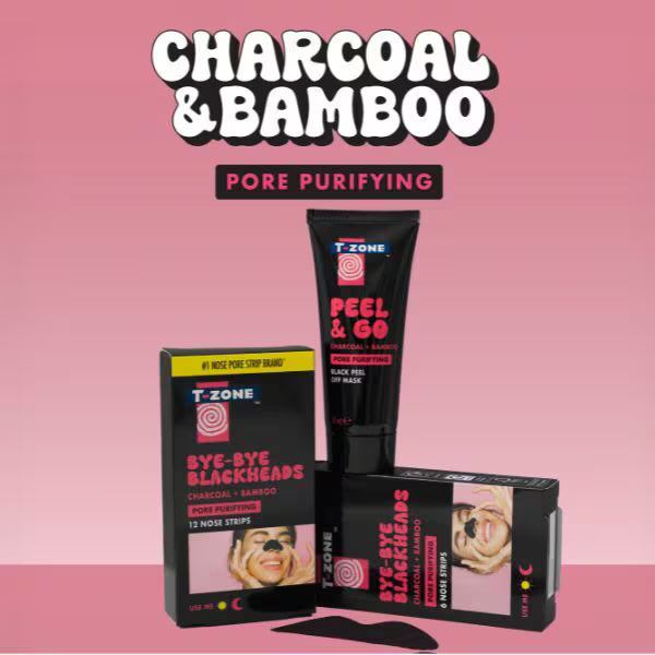 T-Zone charcoal bamboo nose pore strips 12s (British brand)