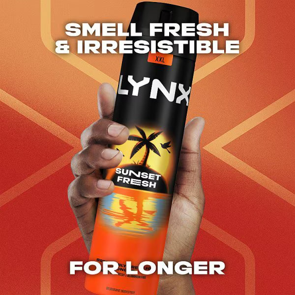 Lynx Sunset Fresh Body Spray 250 ml, imported from the UK