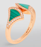 Bvlgari rose gold diamond malachite Divas' Dream ring, imported from the UK