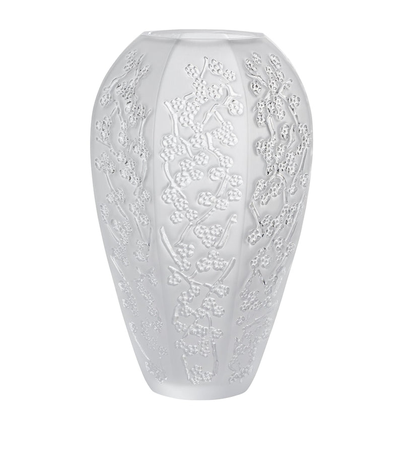 Lalique Sakura crystal vase 17.5cm, UK version