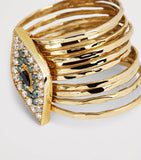 Jacquie Aiche yellow gold and diamond evil eye ring, imported from the UK