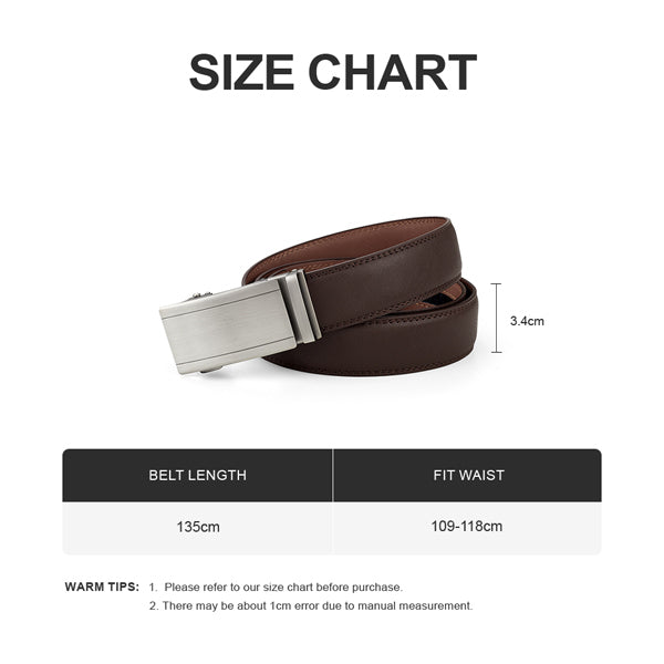 Livingandhome brown automatic buckle leather belt 135cm, UK version