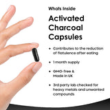 New Leaf activated charcoal capsules 1040mg 120 capsules, imported from the UK