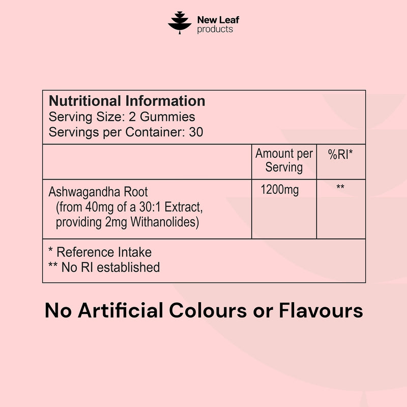 New Leaf Products Ashwagandha Gummies 60 gummies (British brand)