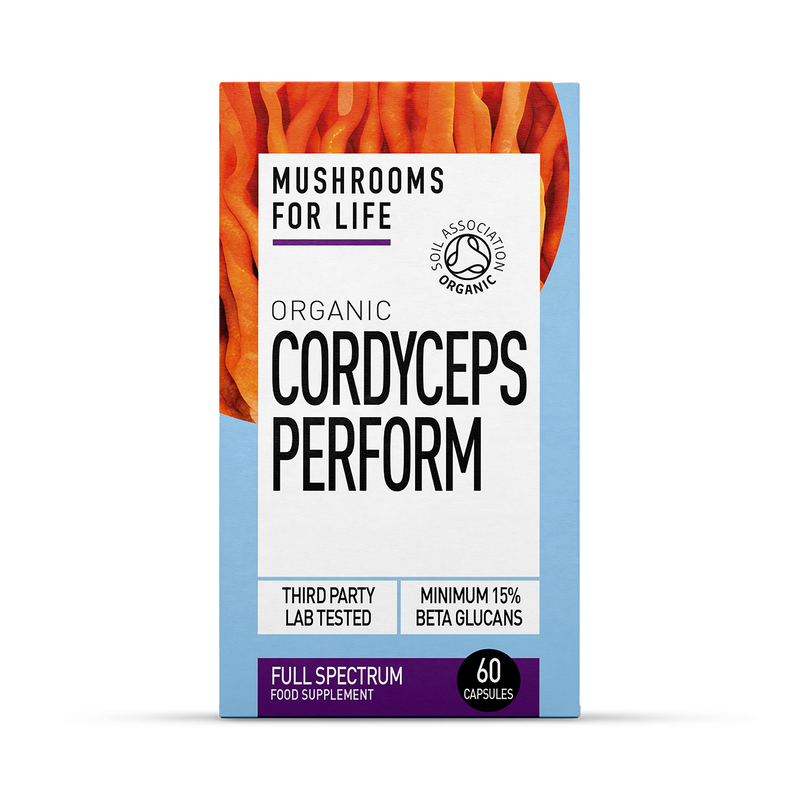 Mushrooms For Life Organic Cordyceps Capsules 60, imported from the UK