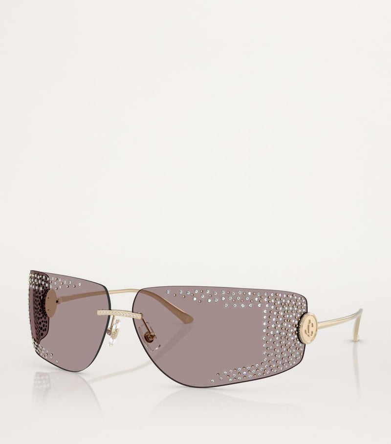 Jimmy Choo crystal embellished wire-frame sunglasses - British product