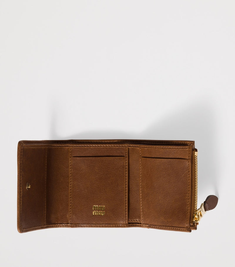 Miu Miu small nappa leather wallet with gold-tone hardware (British brand)