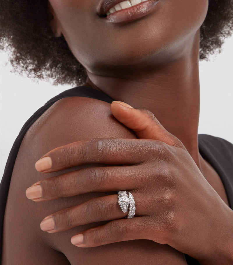 Bvlgari Serpenti Viper ring in white gold with diamonds, UK version