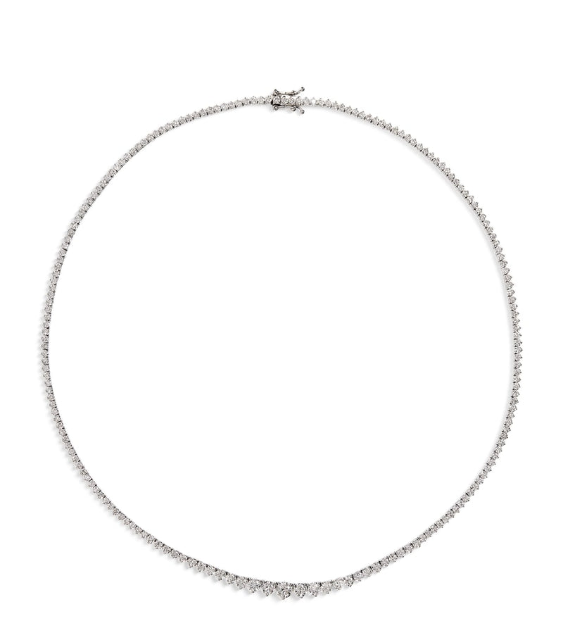 Harrods white gold diamond graduated tennis necklace 7.50ct, UK version