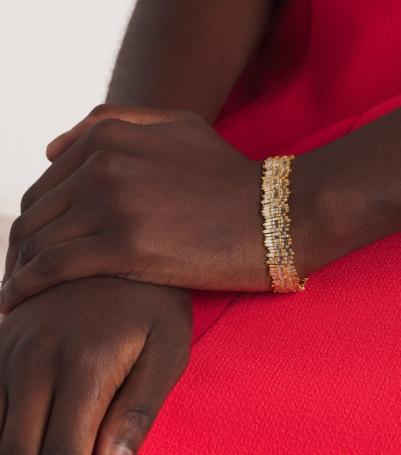Suzanne Kalan three-row diamond cuff 18kt yellow gold - British product