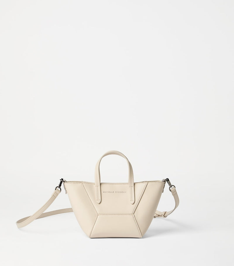 Brunello Cucinelli mini calfskin BC Duo tote bag, imported from the UK