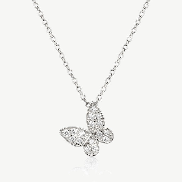 MUCHV butterfly necklace 18k gold or silver cubic zirconia - British product