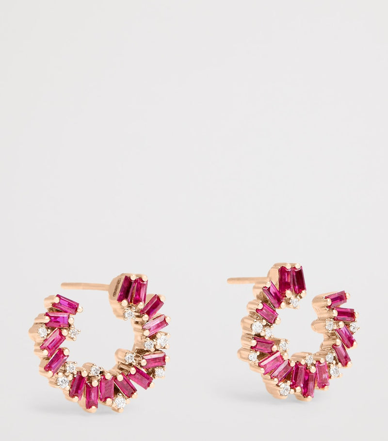Suzanne Kalan Frenzy spiral earrings with rubies and diamonds (British brand)