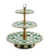 Harrods MacKenzie-Childs Emerald Check Three-Tier Sweet Stand- Buy online at McGrocer