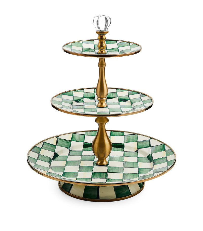 MacKenzie-Childs Emerald Check sweet stand, imported from the UK