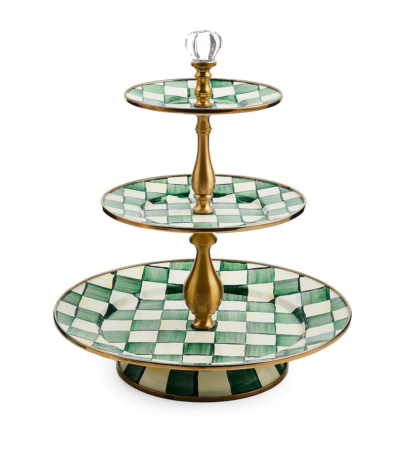 MacKenzie-Childs Emerald Check sweet stand, imported from the UK