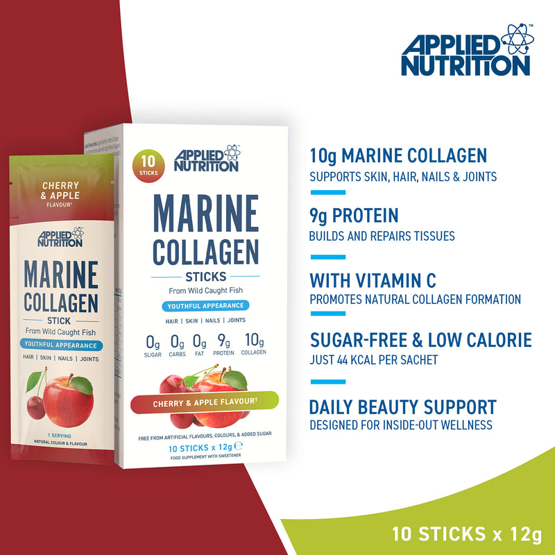 Applied Nutrition Marine Collagen Cherry and Apple 10 sachets, UK version