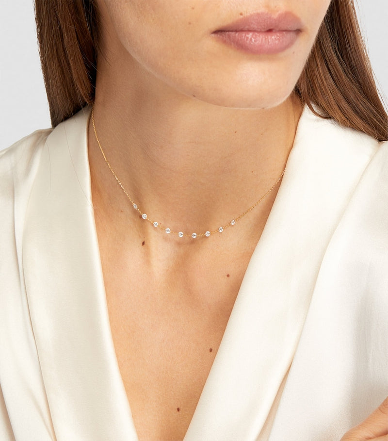 Persée yellow gold diamond 9-stone necklace, UK version