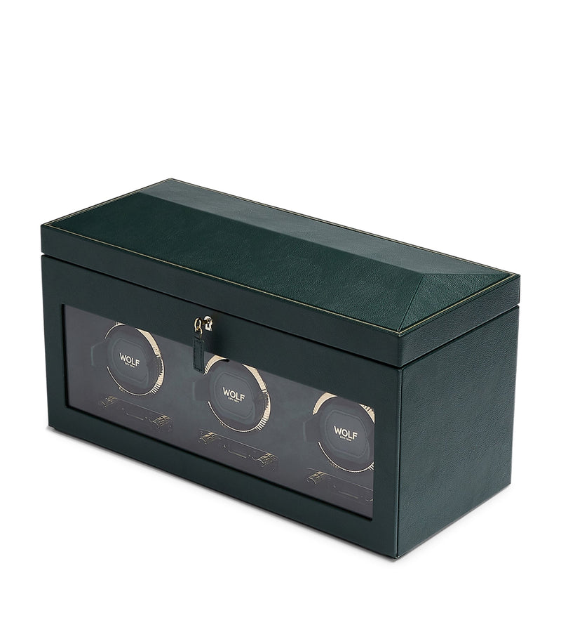 WOLF triple watch winder British Racing Green vegan leather, imported from the UK
