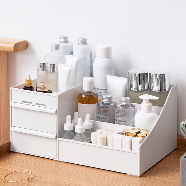 Livingandhome Makeup Storage Box Small White 25cm, UK version