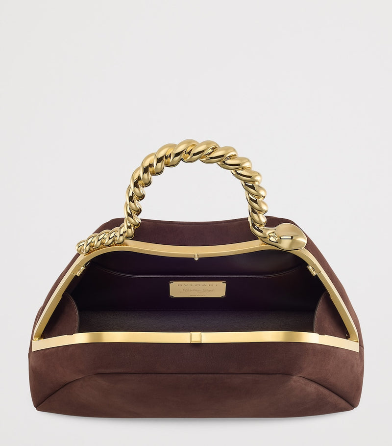 Bvlgari small nubuck leather Serpentine top-handle bag, imported from the UK