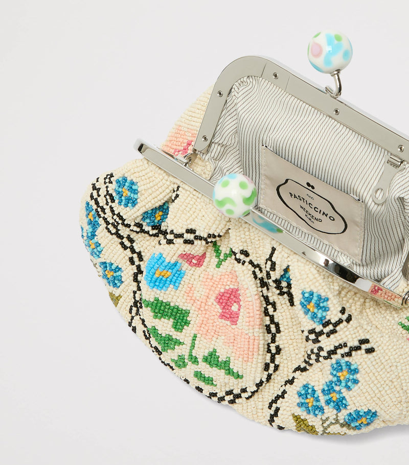 Weekend Max Mara cotton beaded clutch bag H13cm W19cm D9cm (British brand)