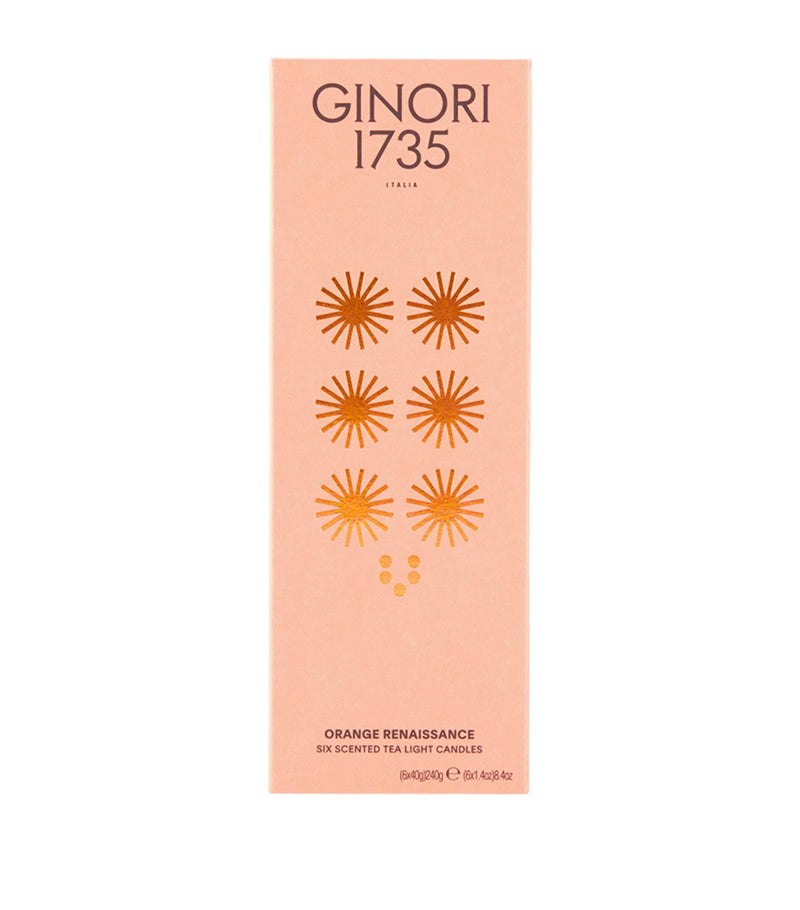 GINORI 1735 Orange Renaissance tealight candle set 6 x 288g, UK version