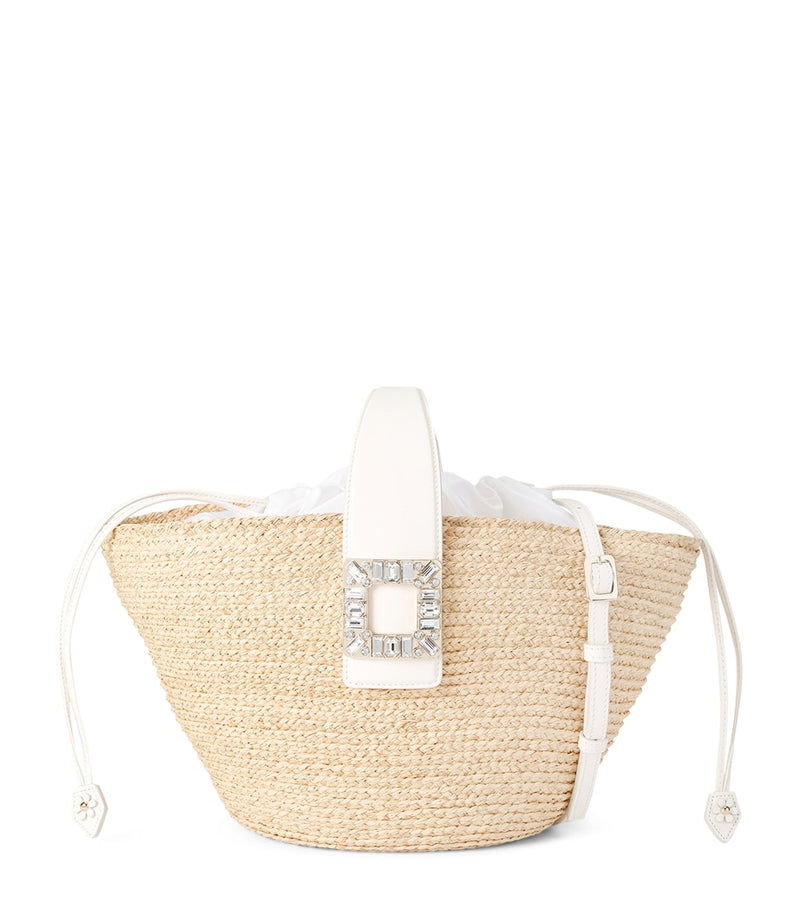 Roger Vivier Viv' Skate raffia shopper bag H15xW36xD13cm - British product
