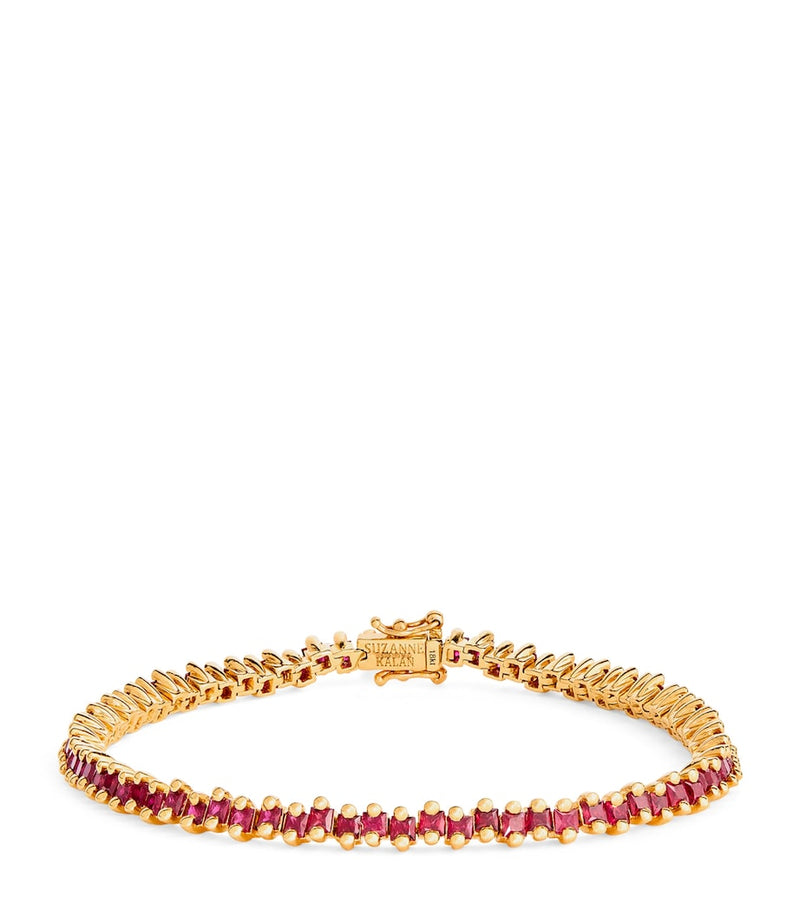 Suzanne Kalan yellow gold and ruby tennis bracelet, imported from the UK