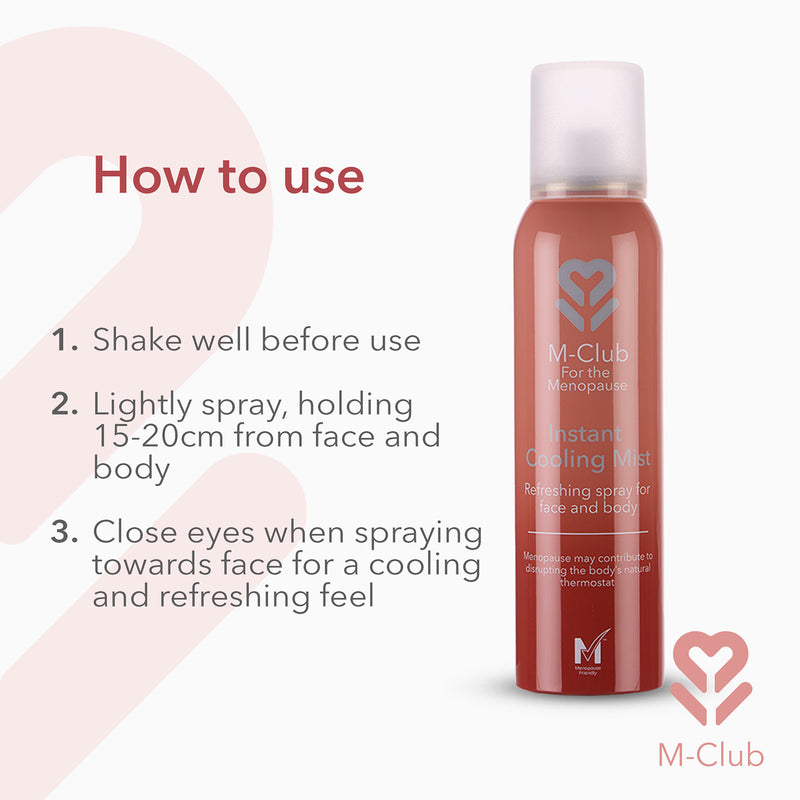 M-Club cooling mist spray for menopause relief, UK version