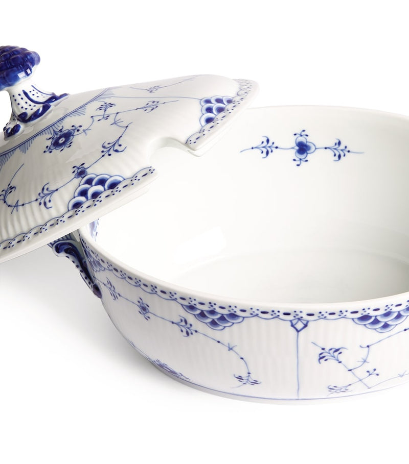 Royal Copenhagen blue fluted half lace porcelain tureen, imported from the UK