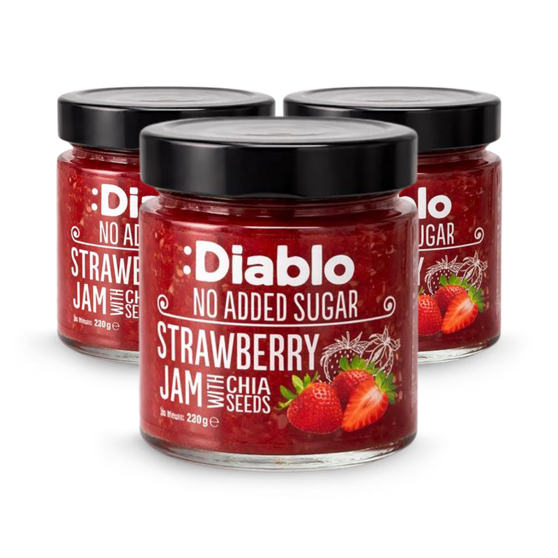 Diablo strawberry jam no added sugar 230g 3-pack, imported from the UK