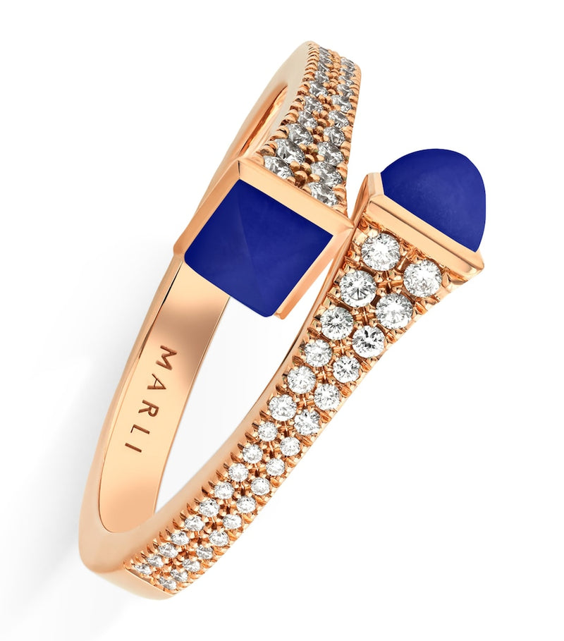 Marli New York Cleo ring with diamond and lapis lazuli - British product