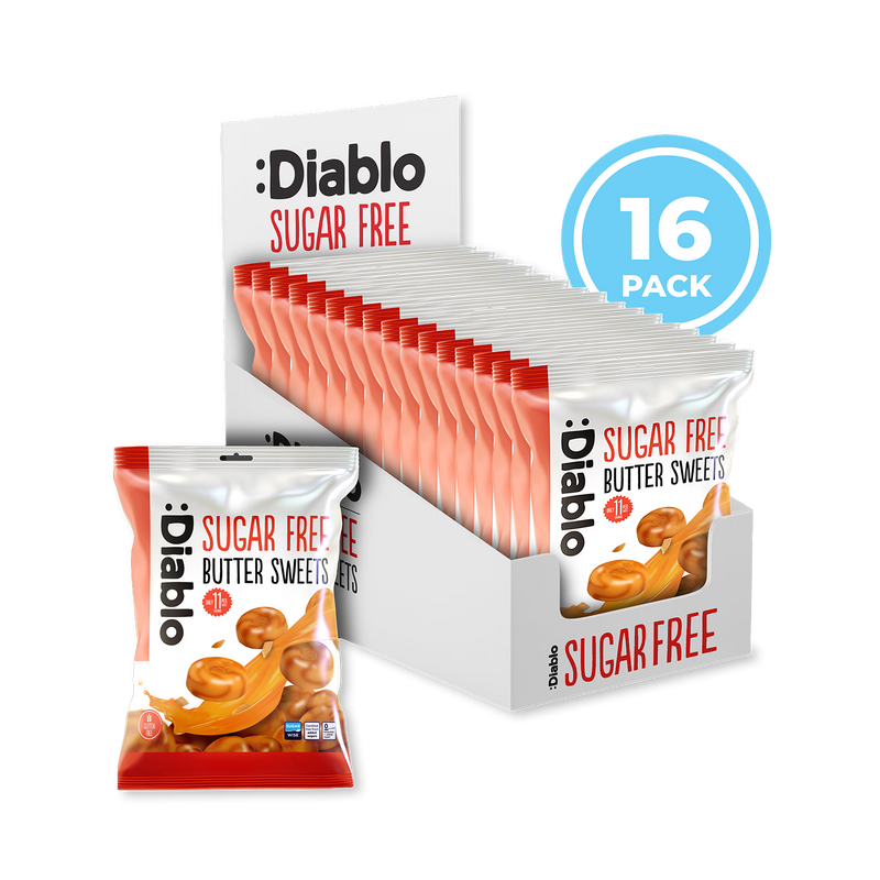 Diablo sugar free butter sweets 75g pack of 16, UK version
