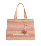 Bonpoint raffia tote bag with cherry pendant, imported from the UK