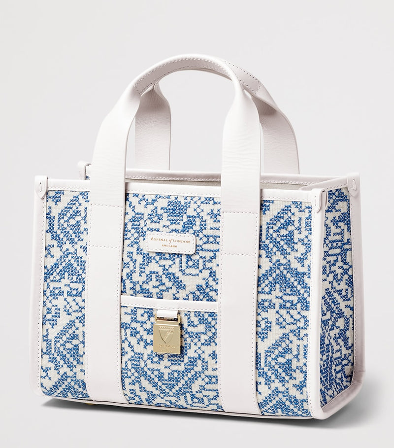 Aspinal of London canvas raffia Henley tote bag, imported from the UK