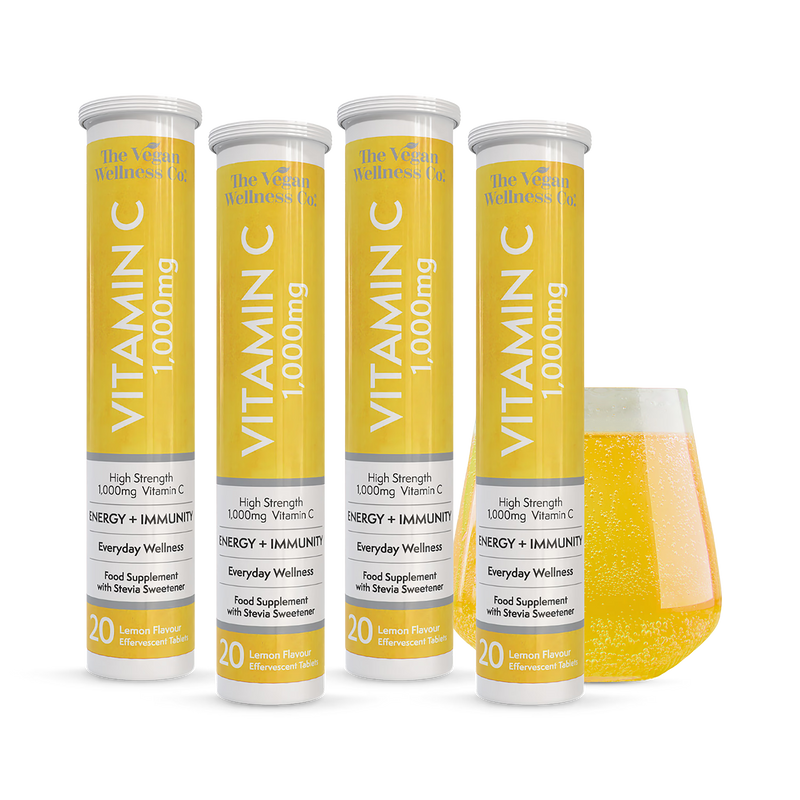The Vegan Wellness Co. vitamin C effervescent tablets lemon flavour 80 tablets (British brand)