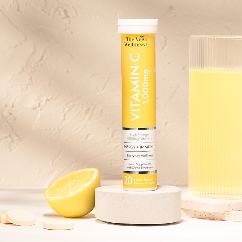 The Vegan Wellness Co. vitamin C effervescent tablets lemon flavour 80 tablets (British brand)