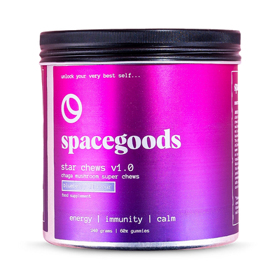 Holland & Barrett Spacegoods Chaga Mushroom Star Chews Blueberry Food Supplements 60 Gummies- Buy online at McGrocer