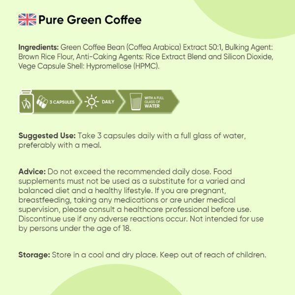 WeightWorld pure green coffee capsules 90 capsules, imported from the UK