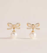 Harrods Self-Portrait Crystal and Faux Pearl Bow Stud Earrings- Buy online at McGrocer